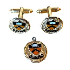 Vintage PRINCETON University Medal Pendant & Cufflinks Set 1/20 10k Kinney